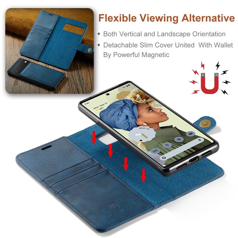 Removable Leather Wallet Flip Case for Google Pixel 7/6/5 Series Styleeo