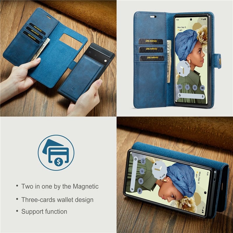 Removable Leather Wallet Flip Case for Google Pixel 7/6/5 Series Styleeo