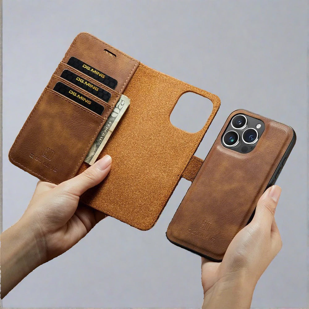 Detachable iPhone 14 Wallet Case | Luxury Leather Magnetic Cardholder