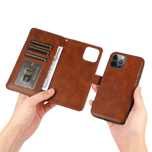 2 In 1 Detachable Magnetic Leather Wallet Case For iPhone 14/13/12 Series Styleeo