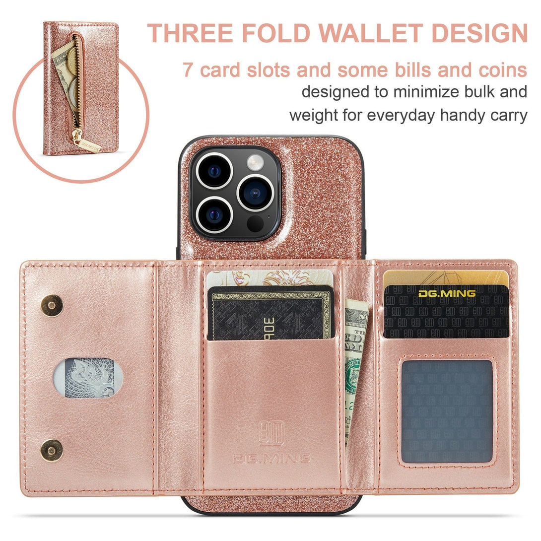 Glitter Leather Detachable Wallet Case for iPhone 14/13/Pro/Max/Plus Styleeo