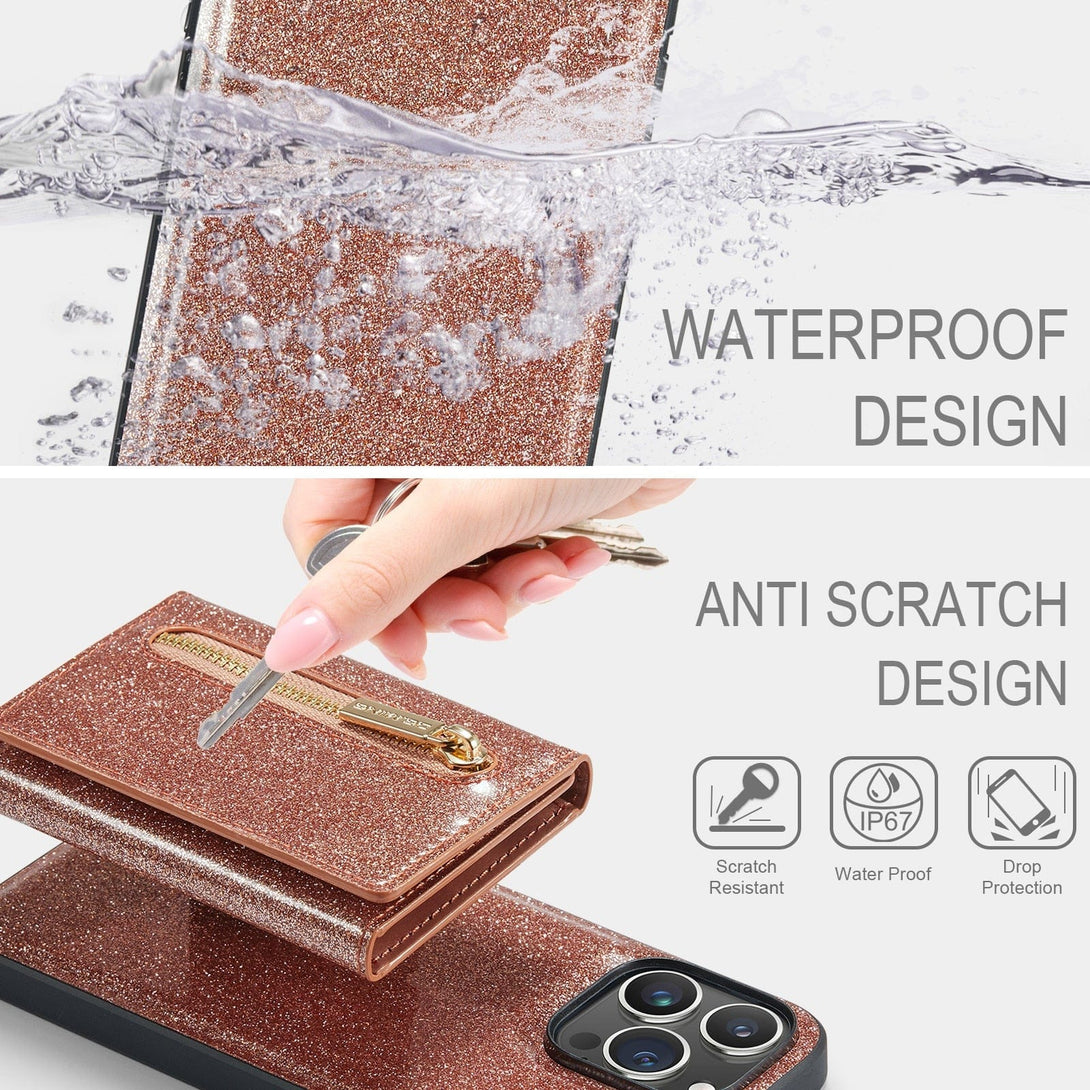 Glitter Leather Detachable Wallet Case for iPhone 14/13/Pro/Max/Plus Glitter Leather Detachable Wallet Case for iPhone 14/13 Styleeo
