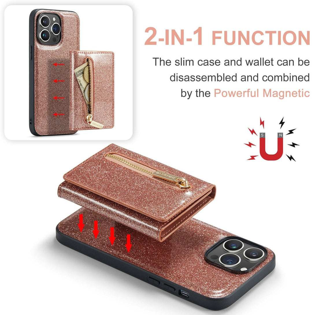 Glitter Leather Detachable Wallet Case for iPhone 14/13/Pro/Max/Plus Glitter Leather Detachable Wallet Case for iPhone 14/13 Styleeo