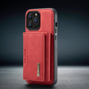 2 In 1 Detachable Magnetic Leather Wallet Case for iPhone 14/13/12 For iPhone 13Pro Max / Red Detachable Wallet Case For iPhone Styleeo