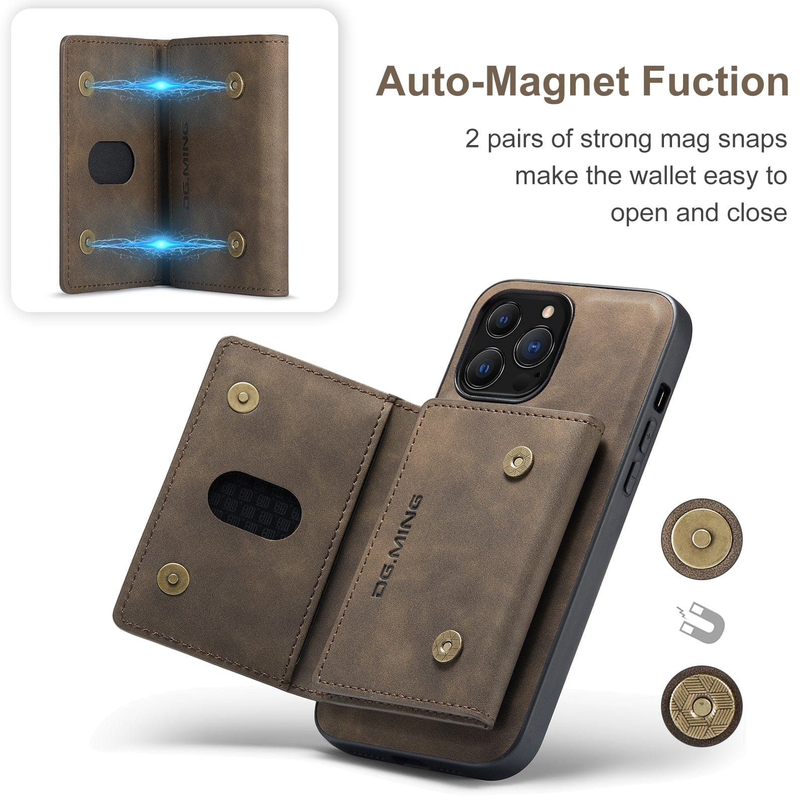 2 In 1 Detachable Magnetic Leather Wallet Case for iPhone 14/13/12 Styleeo