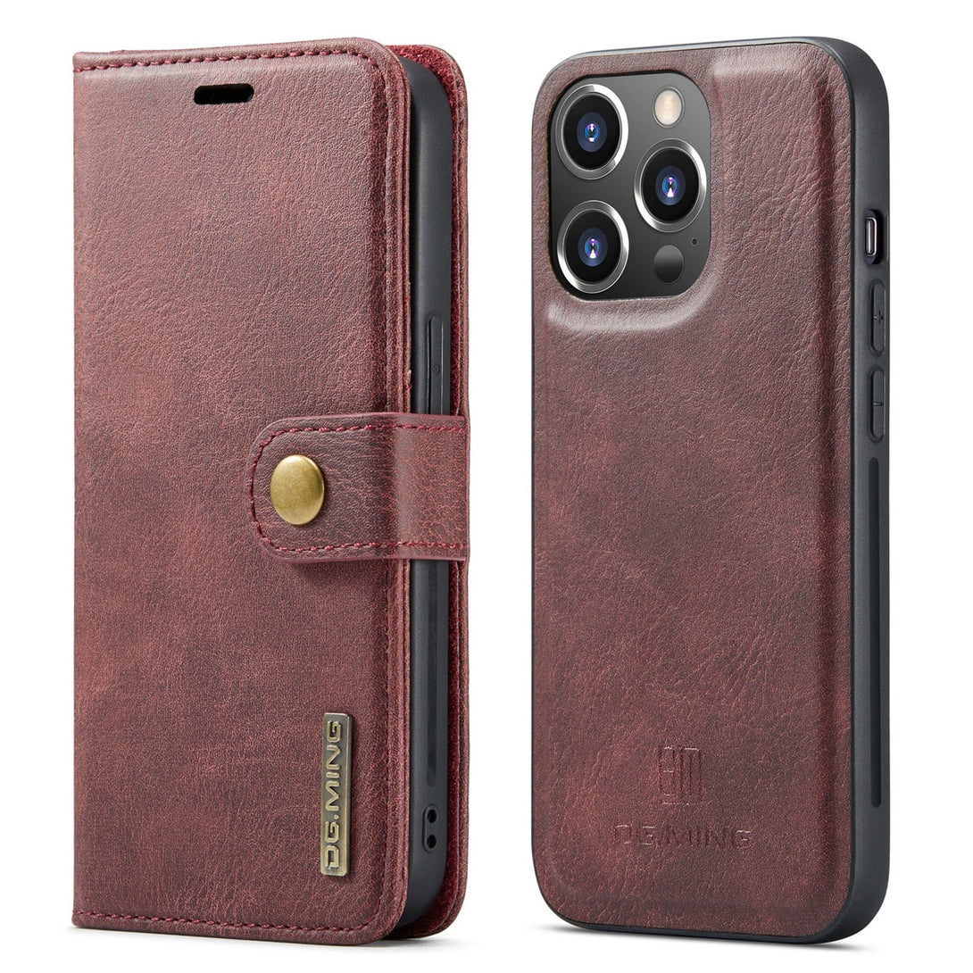 Detachable Magnetic Leather Wallet Case for iPhone 14/Pro/Max/Plus Red / iPhone 14 Styleeo