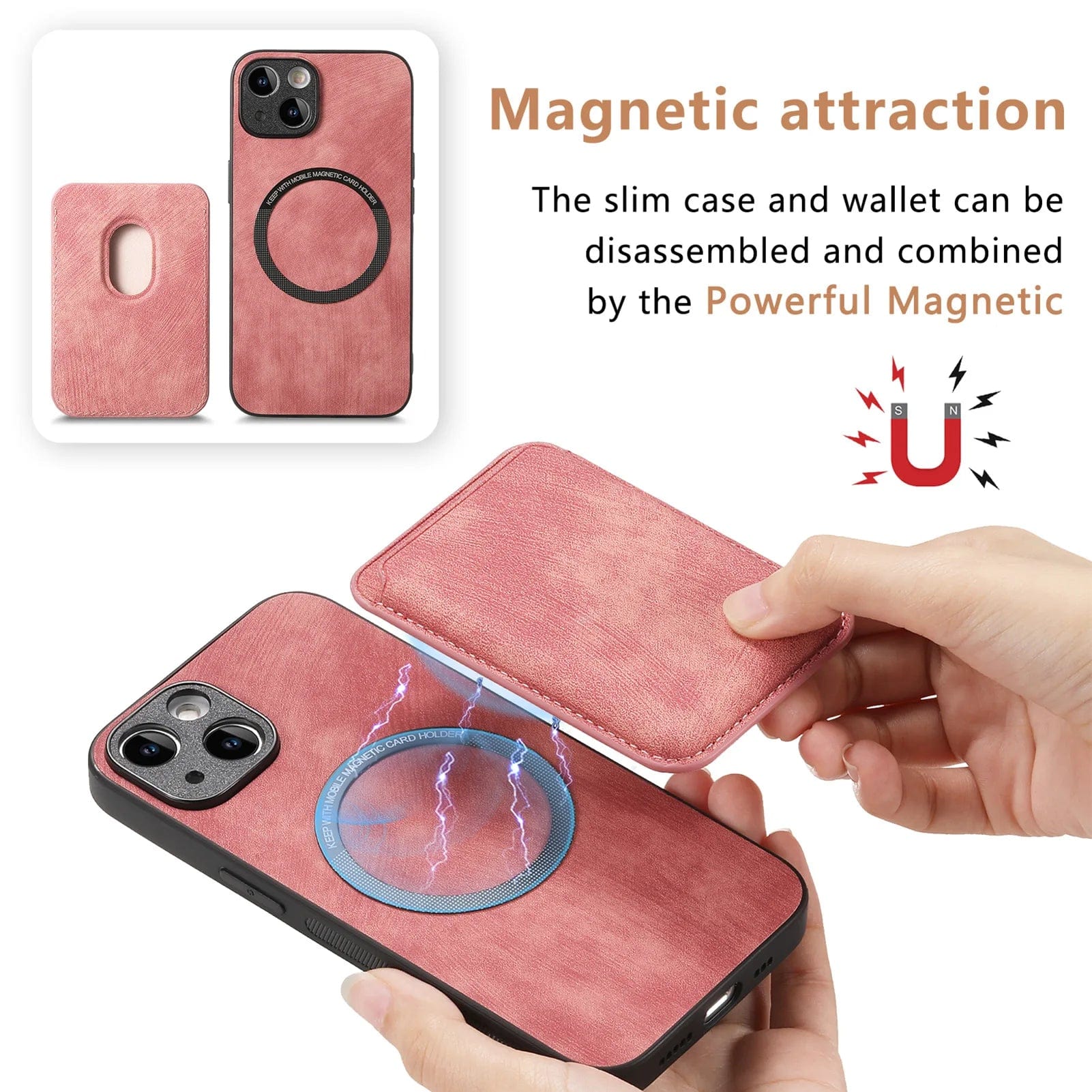 Detachable Magsafe iPhone Case | Magnetic Leather Cardholder