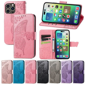 Embossed Butterfly Wallet Case for iPhone 14/13 Embossed Butterfly Wallet Case for iPhone 14/13 Styleeo