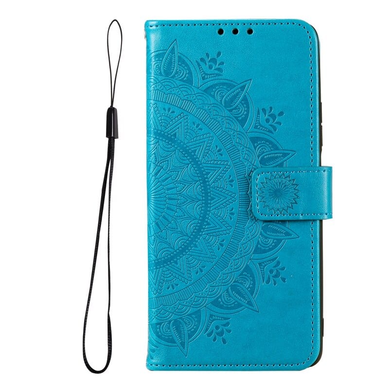 Flip Cover Embossed Floral Wallet Case For Samsung S22/S21/S20/Note 20 Series Galaxy S20 / Blue Styleeo