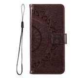 Flip Cover Embossed Floral Wallet Case For Samsung S22/S21/S20/Note 20 Series Galaxy S20 / Brown Styleeo