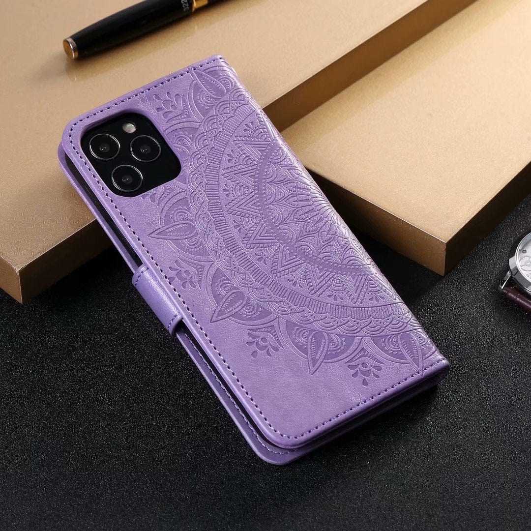 Flip Cover Embossed Floral Wallet Case For Samsung S22/S21/S20/Note 20 Series Styleeo