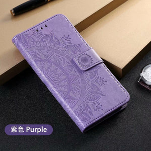 Flip Cover Embossed Floral Wallet Case For Samsung S22/S21/S20/Note 20 Series Styleeo