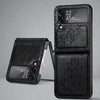 Shockproof Embossed Leather Case For Samsung Galaxy Z Flip 4 for Z Flip4 / Black Samsung z flip 4 leather case Styleeo