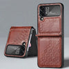 Shockproof Embossed Leather Case For Samsung Galaxy Z Flip 4 for Z Flip4 / Brown Samsung z flip 4 leather case Styleeo
