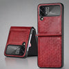 Shockproof Embossed Leather Case For Samsung Galaxy Z Flip 4 for Z Flip4 / Red Samsung z flip 4 leather case Styleeo
