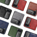 Shockproof Embossed Leather Case For Samsung Galaxy Z Flip 4 Samsung z flip 4 leather case Styleeo