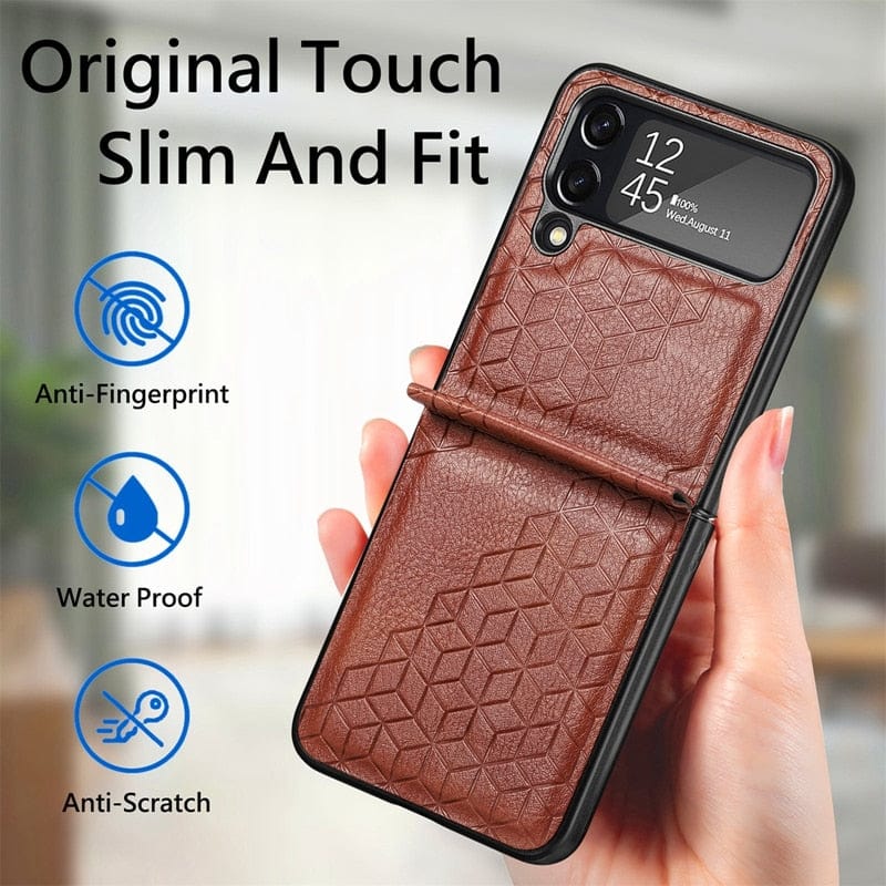 Shockproof Embossed Leather Case For Samsung Galaxy Z Flip 4 Styleeo