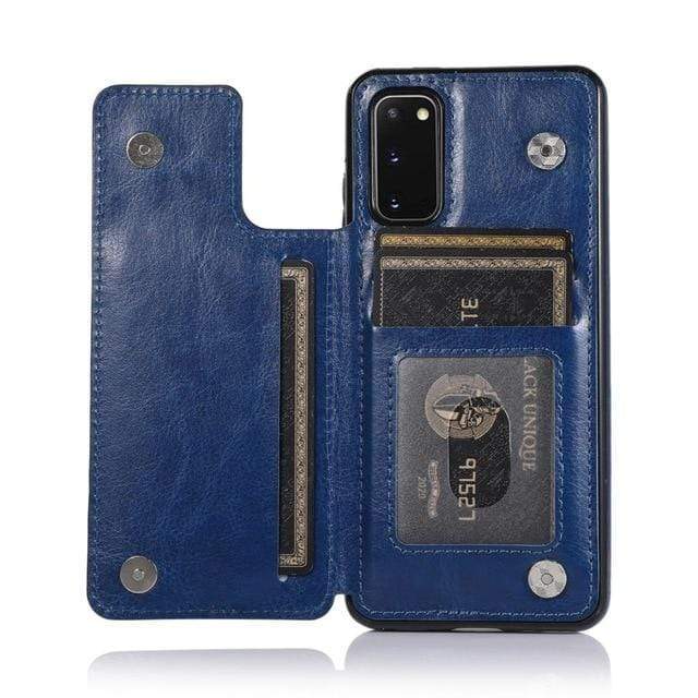 Cardholder Case For Samsung Galaxy S20 FE/Note 20 For Galaxy S20 FE / Blue Leather Cardholder Samsung Cases Styleeo