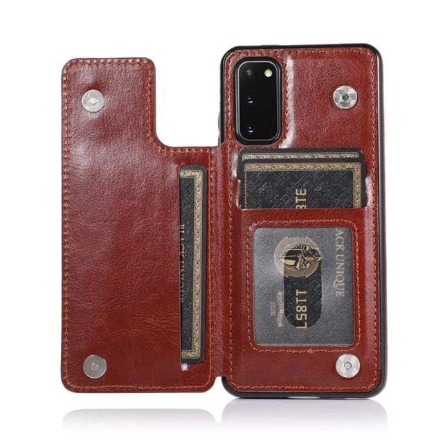 Cardholder Case For Samsung Galaxy S20 FE/Note 20 For Note 20 Ultra / Brown Leather Cardholder Samsung Cases Styleeo