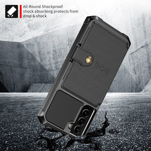 Flip Cardholder Samsung Galaxy S22 Case | Shockproof Magnetic Leather Samsung S22 flip cardholder Case Styleeo