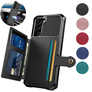 Flip Cardholder Samsung Galaxy S22 Case | Shockproof Magnetic Leather Samsung S22 flip cardholder Case Styleeo