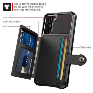 Flip Cardholder Samsung Galaxy S22 Case | Shockproof Magnetic Leather Samsung S22 flip cardholder Case Styleeo