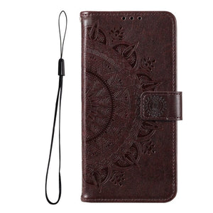 Flip Cover Embossed Floral Wallet Case For Samsung Galaxy Galaxy Note 10 / Brown Flip Cover Embossed Floral Wallet Case For Samsung Galaxy Styleeo