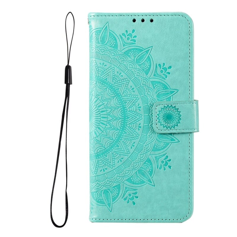 Flip Cover Embossed Floral Wallet Case For Samsung Galaxy Galaxy Note 10 / Green Flip Cover Embossed Floral Wallet Case For Samsung Galaxy Styleeo