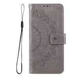 Flip Cover Embossed Floral Wallet Case For Samsung Galaxy Galaxy Note 10 / Grey Flip Cover Embossed Floral Wallet Case For Samsung Galaxy Styleeo