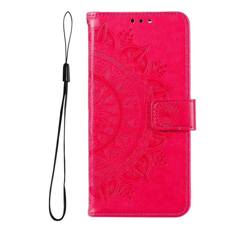 Flip Cover Embossed Floral Wallet Case For Samsung Galaxy Galaxy Note 10 / Hot Pink Flip Cover Embossed Floral Wallet Case For Samsung Galaxy Styleeo