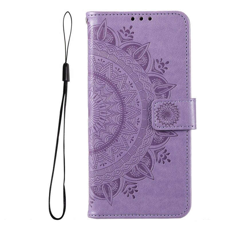 Flip Cover Embossed Floral Wallet Case For Samsung Galaxy Galaxy Note 10 / Purple Flip Cover Embossed Floral Wallet Case For Samsung Galaxy Styleeo