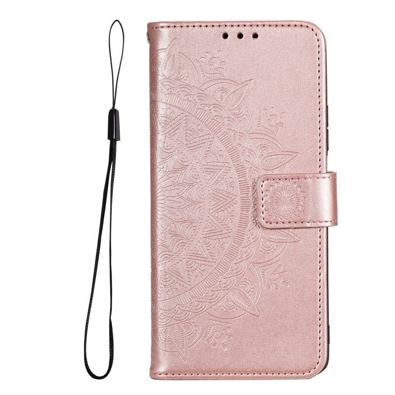 Flip Cover Embossed Floral Wallet Case For Samsung Galaxy Galaxy Note 10 / Rose Gold Flip Cover Embossed Floral Wallet Case For Samsung Galaxy Styleeo