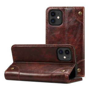 Genuine Leather iPhone 12 Wallet Case For iPhone 12 Pro Max / Coffee Genuine Leather iPhone 12 Wallet Case Styleeo