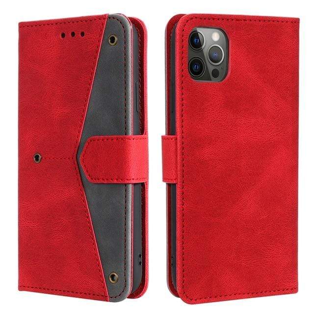 Leather iPhone Cardholder Cases With Flip Cover For iPhone 11 / Red Leather iPhone Cardholder Cases With Flip Cover Styleeo