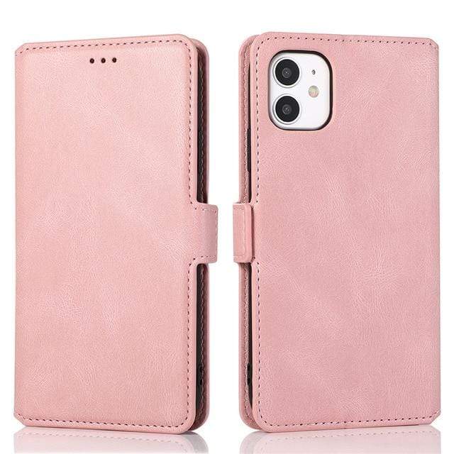 Leather Protective Flip Cover iPhone Wallet Case For iPhone SE 2020 / Rose Gold Leather Flip Cover iPhone Wallet Case Styleeo