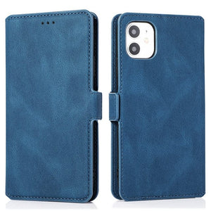 Leather Flip Cover iPhone 14 Wallet Case Blue / IP 14 6.1 inch iPhone 14 leather wallet case Styleeo