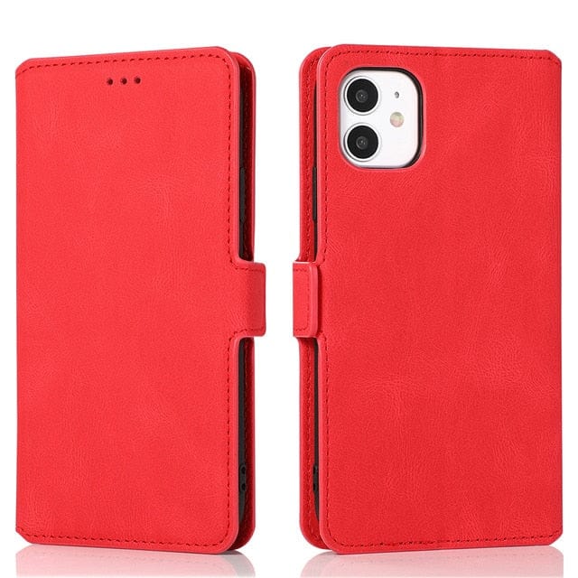 Leather Flip Cover iPhone 14 Wallet Case IP 14 6.1 inch / Red iPhone 14 leather wallet case Styleeo