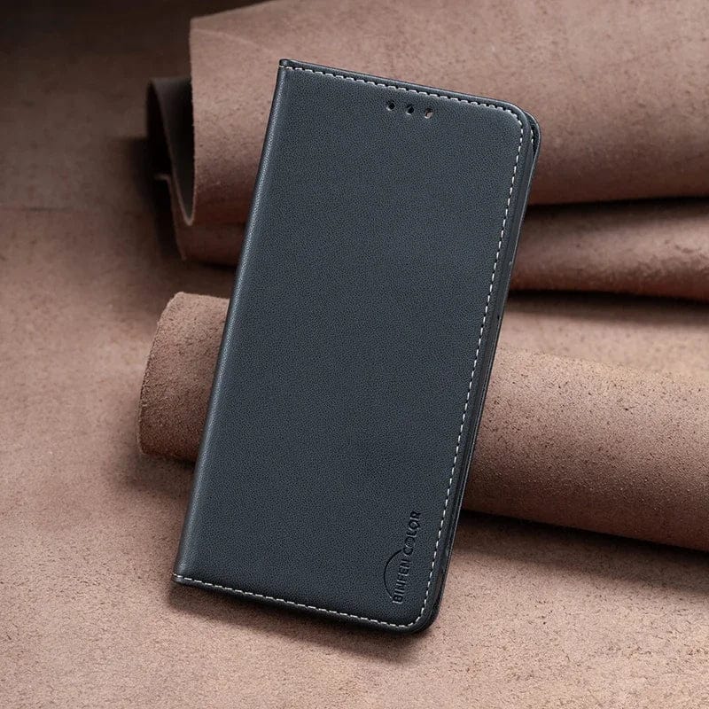 iPhone Wallet Case | Cardholder Magnetic Leather Stylish Color With Kickstand-black-Styleeo