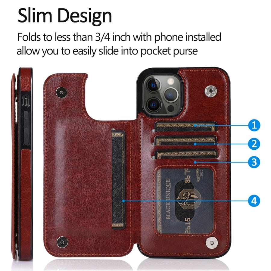 Flip Leather Cardholder Wallet Case For iPhone 14/13/12 Cardholder Case For iPhone 14/13/12 Styleeo