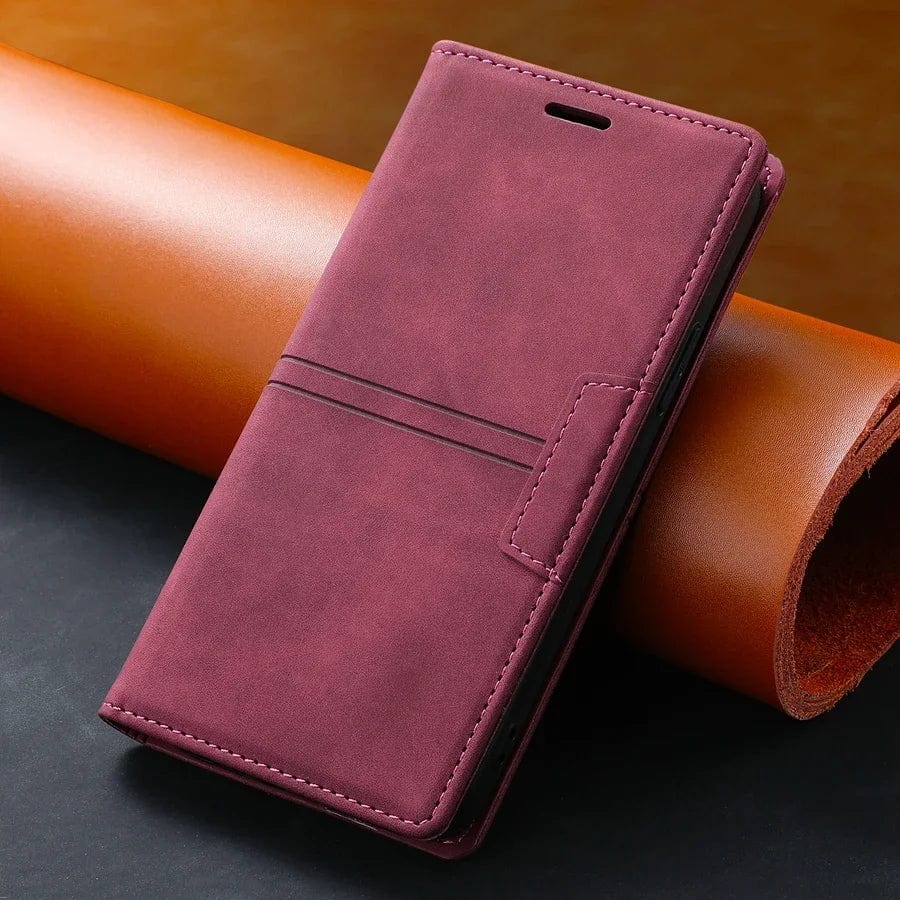 Google Pixel Case | Luxury Leather Wallet Magnetic Cardholder-wine-red-Styleeo