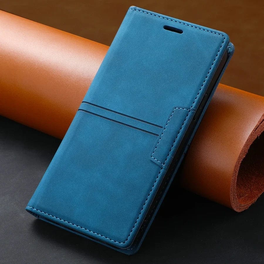 Google Pixel Case | Luxury Leather Wallet Magnetic Cardholder-blue-Styleeo