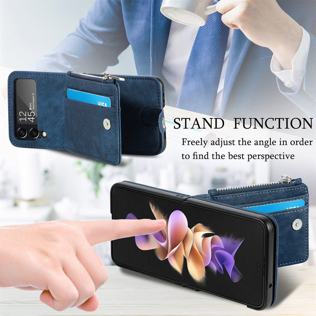 Leather Folding Wallet Case for Samsung Galaxy Z Flip 4/Flip3 5G Styleeo