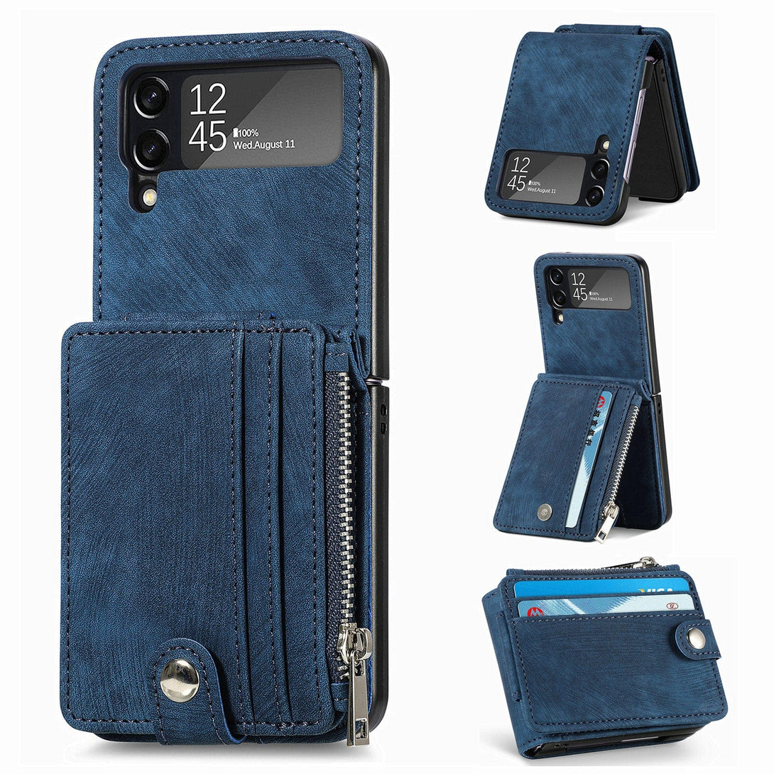 Leather Folding Wallet Case for Samsung Galaxy Z Flip 4/Flip3 5G Wallet Case For Samsung z Flip4/Flip 3 5G Styleeo