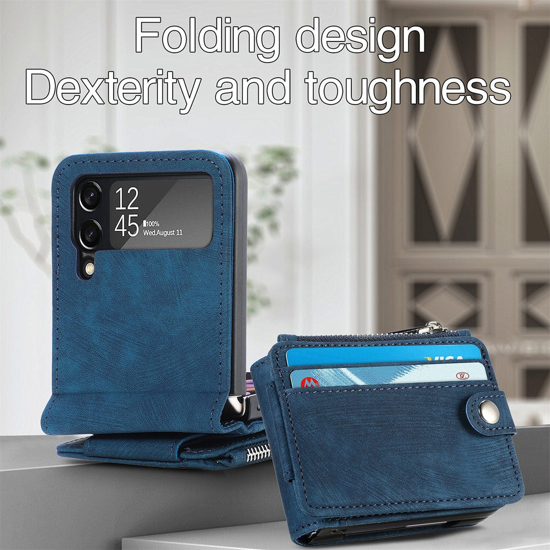 Leather Folding Wallet Case for Samsung Galaxy Z Flip 4/Flip3 5G Wallet Case For Samsung z Flip4/Flip 3 5G Styleeo