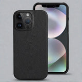 Genuine Cowhide Leather iPhone 15/14 Case black / For iPhone 14 Styleeo