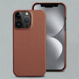 Genuine Cowhide Leather iPhone 15/14 Case Brown / For iPhone 14 Styleeo