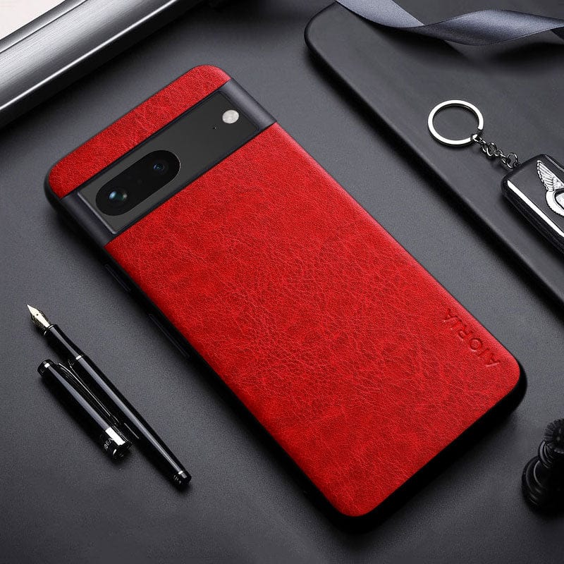 Luxury PU leather Case for Google Pixel 7/6 Series Pixel 7 / Red Styleeo