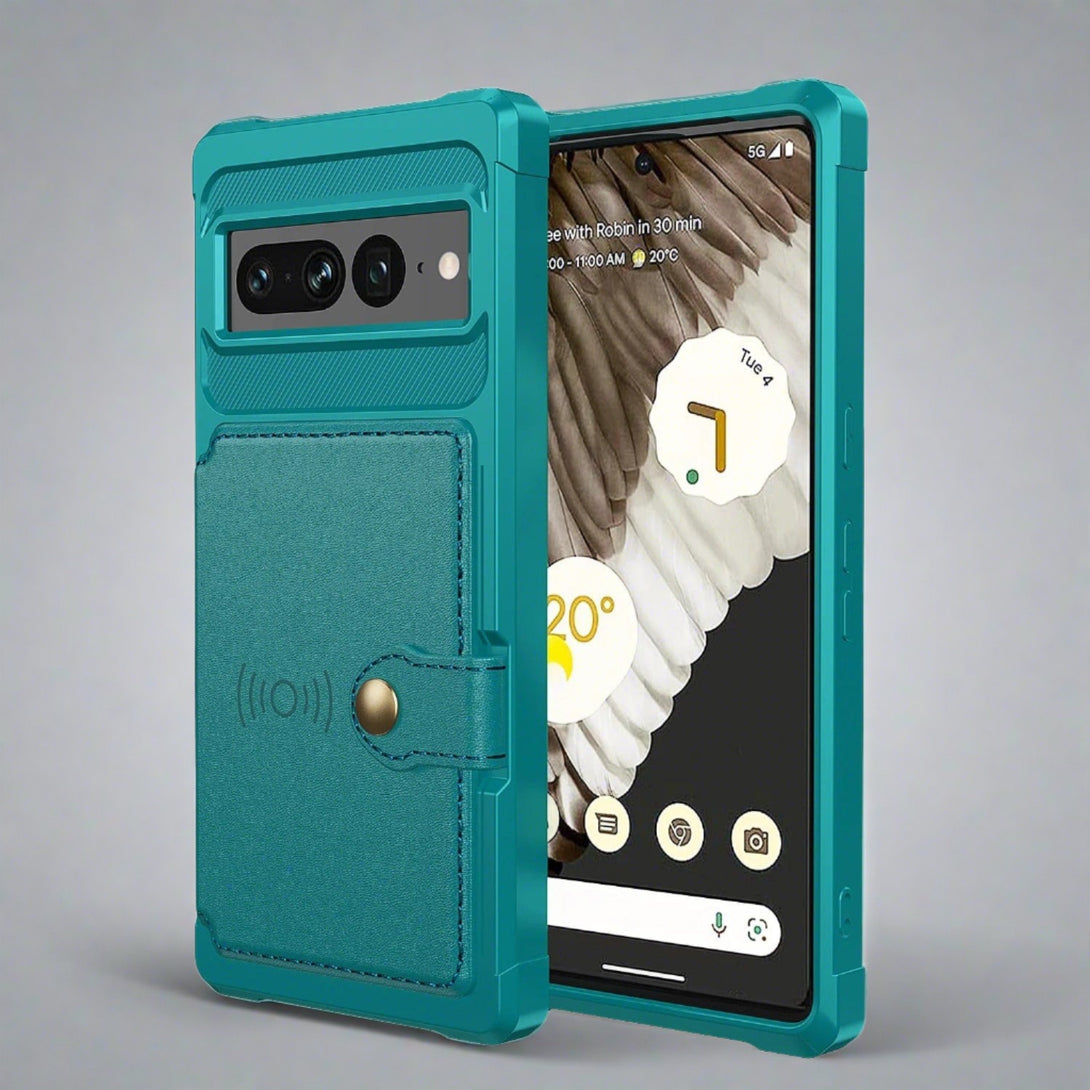 Google Pixel 7/7 Pro Phone Case | Shockproof Flip Cardholder Cover Google Pixel 7 Pro / Cyan Cardholder Case For Google Pixel 7/7 Pro Styleeo