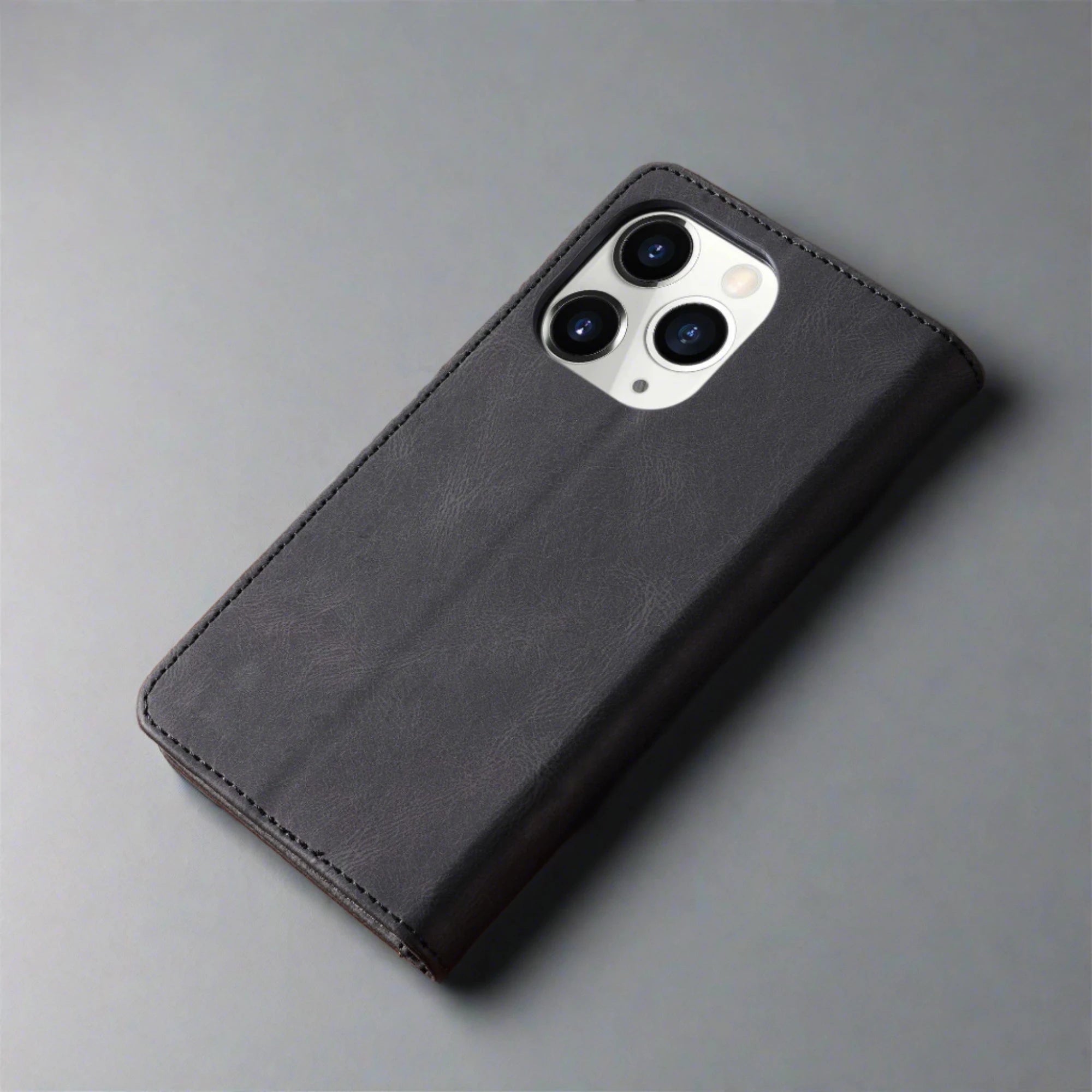iPhone Wallet Case | Leather Flip Cover Cardslots Cover-black-Styleeo