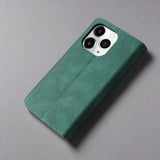 iPhone Wallet Case | Leather Flip Cover Cardslots Cover-green-Styleeo